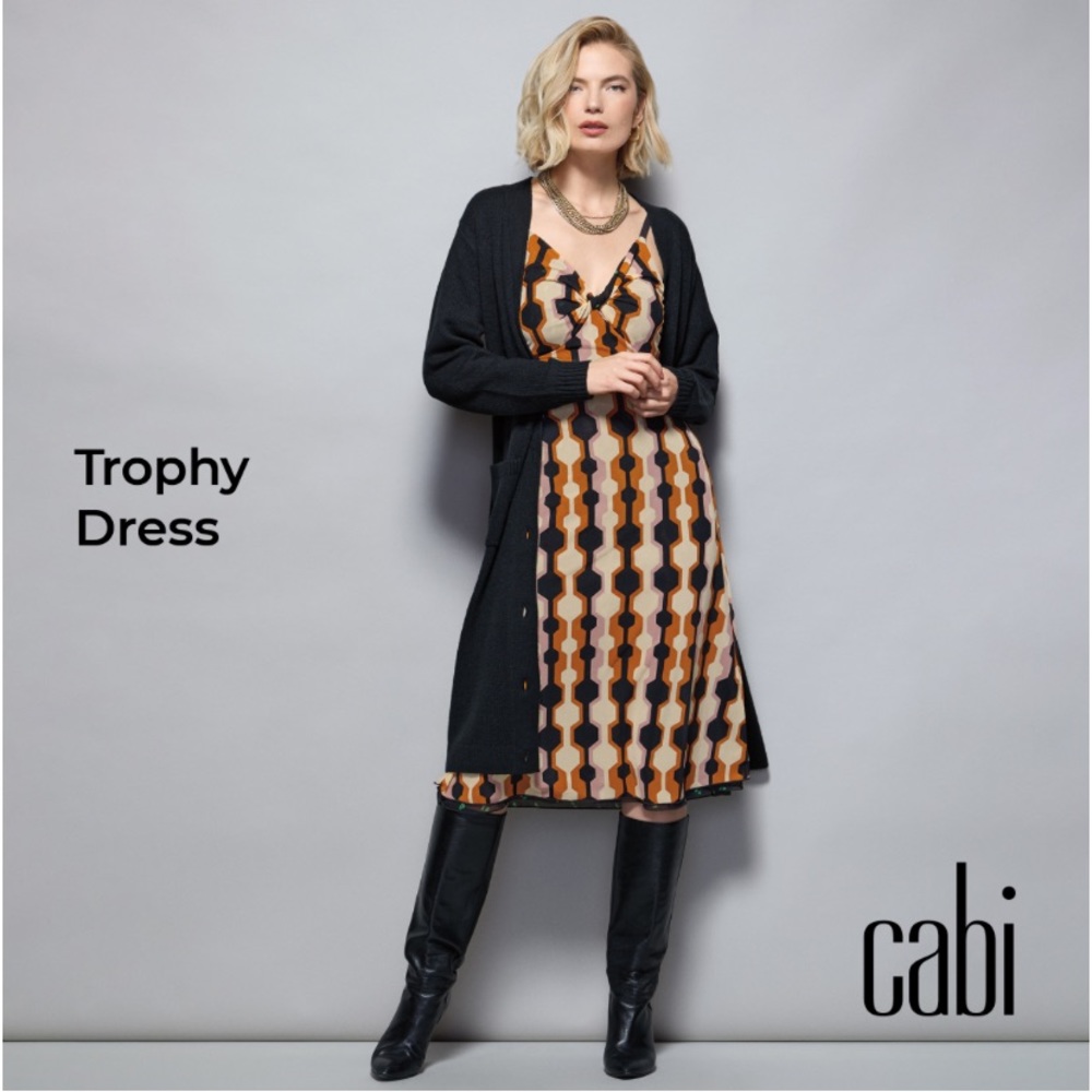 cabi NWOT Trophy Dress, Mixed Print, 2 for 1 reversible, X SMALL, Fall 23